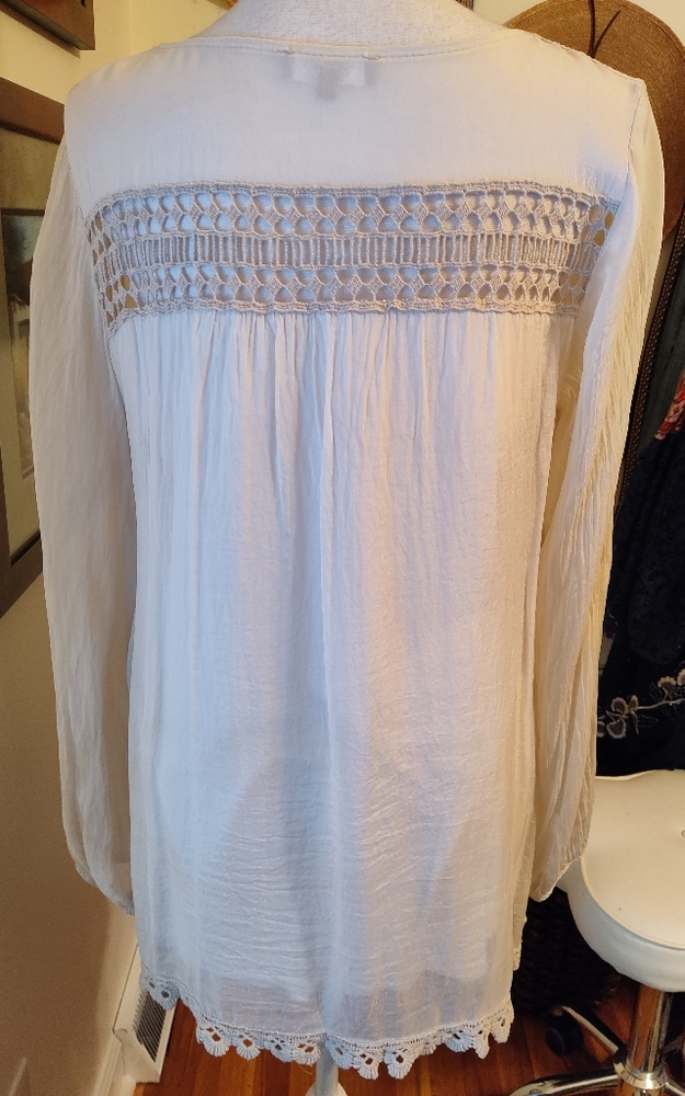 Italian silk Carla Conti tunic with crochet lace details